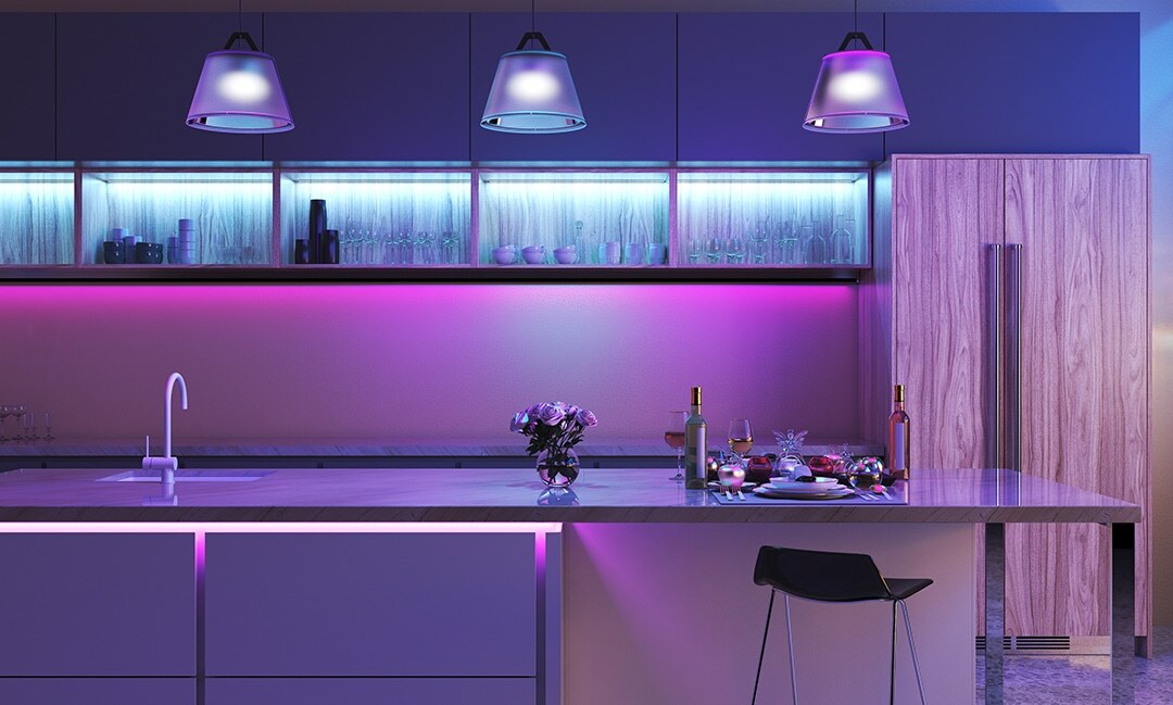 Modern kitchen with LED Strip Lights